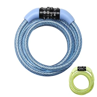 Imagen de MASTER LOCK Candado Bicicleta [1,2 m Cable] [Combinación] [Exterior] [Color al Azar] 8143EURDPROCOL Ideal para Bicicleta, Monopatín, Paseante, Cortacésped y Otro Equipo