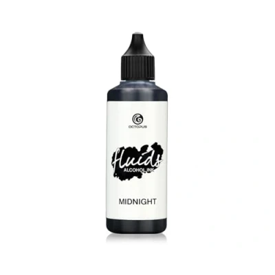Imagen de Octopus 100 ml Fluids alcohol Ink MIDNIGHT, Tinta al para Fluid Art y Resin Art, resina epoxi, negro
