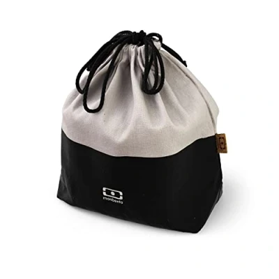 Imagen de monbento Bolsa Almuerzo para Bento Box MB Pochette L Onyx Porta Alimentos Fiambrera Poliéster Algodón Ideal una Lunch Square + Botella Negro