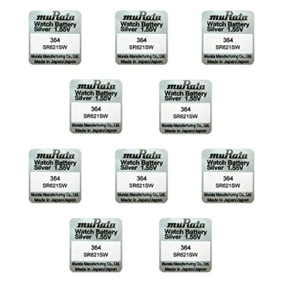Imagen de 10 X MURATA 364 SR60 AG1 SR621SW Óxido Plata 0% Mercury Pilas de Reloj [Paquete of 10]
