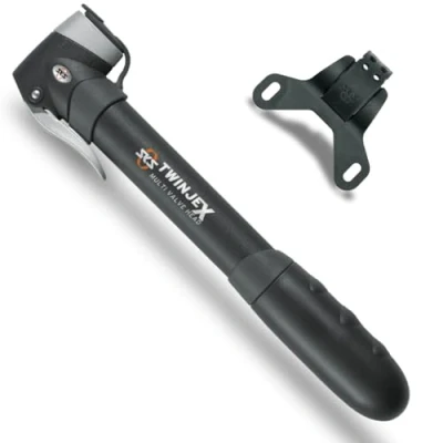 Imagen de SKS Germany TWINJEX Mini Aire para Bicicleta con Soporte de Bomba (plástico, conexión válvula: AV, SV, DV y Multi Valve, presión máx.: 10 Bar / 144 PSI), Negro, Unisex Adult, Black, One Size