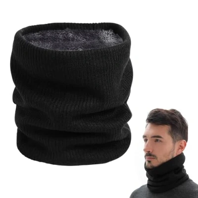 Imagen de Jinlaili Braga de Cuello, Bufanda Círculo Invierno para Hombres Mujeres, a Prueba Viento Invierno, Punto Correr Moto Ciclismo Esquí al Aire Libre (Negro)