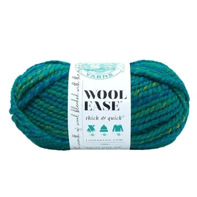 Imagen de Lion Brand Yarn Wool Ease Hilo grueso y rápido, suave voluminoso para tejer, ganchillo manualidades, 1 madeja, color azul