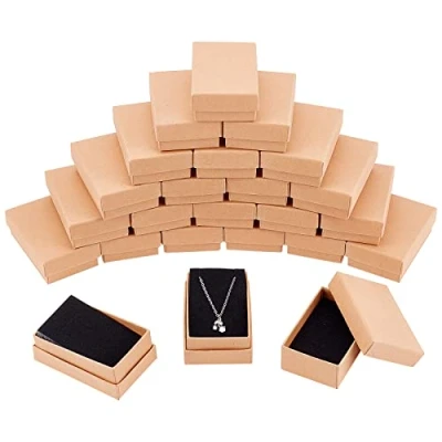 Imagen de NBEADS 24 Piezas Caja de Joyas, Cajas Cartón Kraft Regalo para Joyas Exhibición y Empaque Anillo Collar Bricolaje, 8x5x3cm