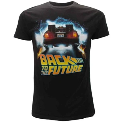 Imagen de BTTF Volver al Futuro Camiseta Negro Delorean Outatime Original Oficial Back to The Future