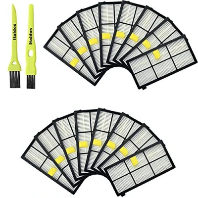 Imagen de Italdos Filtros HEPA para iRobot Roomba Series 800 900 805 860 866 870 880 980 (16pz) + 2 Pinceles