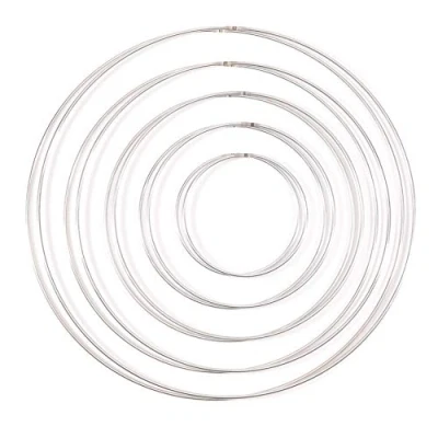 Imagen de Vaessen Creative Metal para Manualidades, 10 Piezas en 5 Tamaños, 3 mm de Grosor, Aro Atrapasueños, Anillo Guirnalda Tapiz Macramé, Ganchillo, Decoraciones Nupciales y Más, Plata
