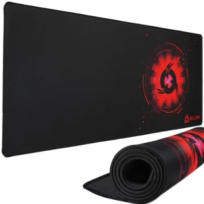 Imagen de KLIM Alfombrilla de ratón XL Superficie Amplia Gaming Extra Grande Base Goma Antideslizante con Textura Alta precisión 900 x 400 4 mm Rojo