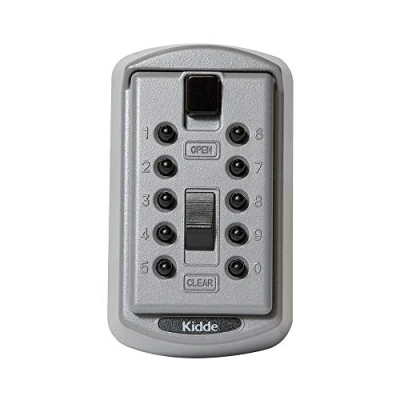 Imagen de Kidde AccessPoint 001170 de seguridad para llaves Original Slimline Botón presión combinación permanente caja cerradura con llave, 2 teclas, color gris titanio,