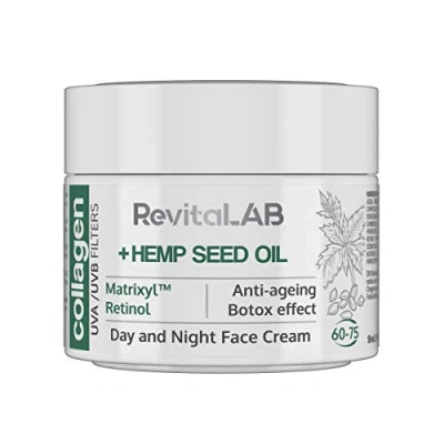 Imagen de RevitaLAB Day and Night Collagen Anti Aging Moisturiser, enriched with Hyaluronic Acid, Matrixyl® 3000, Hemp Seed Oil, a UVA/UVB Filter for Ages 60 75, 50 ml