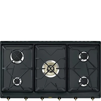 Imagen de SMEG SRV896AOGH Placa de Gas Colonial, Acero Inoxidable, Anthracite (Brass knobs)