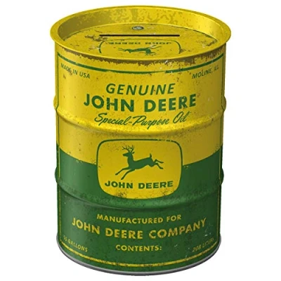 Imagen de Nostalgic Art Hucha Retro Barril petróleo, John Deere, Idea Regalo de Amante a tractore, Frasco metálico para Dinero, Alcancía diseño Vintage, 600 ml
