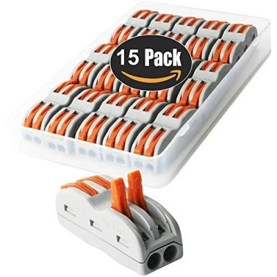 Imagen de CESFONJER Lever Nut Surtidas Conector, Bloque de Terminales Barra Presión Bilateral 4 Orificios, Conductores Surtido Conectores Cable Compacto SPL 2 (Paquete 15)