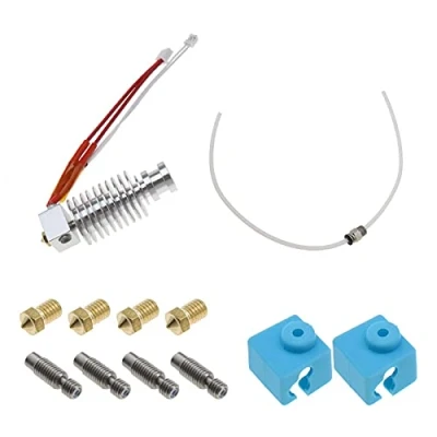 Imagen de YINETTECH 11 Piezas de Impresora 3D J Head Hotend Kit Completo Compatible con E3D V5 /Mega I3/ Mega I3 X/Chiron 12V/40W 0,4mm Extrusora