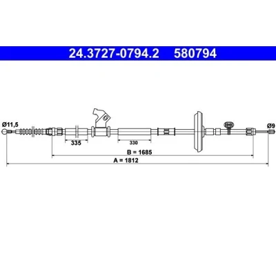 Imagen de Cable, freno de estacionamiento ATE 24.3727 0794.2 Izquierda