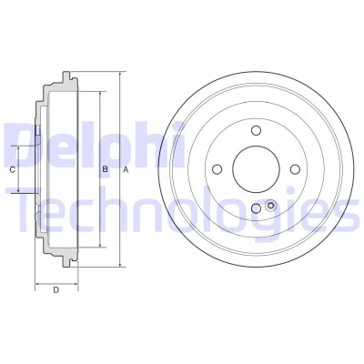 Imagen de DELPHI BF592 Tambor de Freno sin anillo sensor ABS, cojinete rueda, apoyo 252