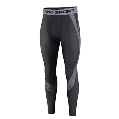 Imagen de AMZSPORT Medias de Compresión Deportivas para Hombres Pantalones Entrenamiento Leggings Capa Base Cool Dry Baselayer Toda la Temporada Negro XL