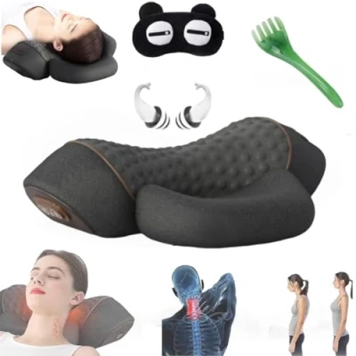Imagen de Artuvate Fisiorest almohada masajeadora de cuello 3 en 1, masaje Core Hero profundo y relajación, con calor, tracción para ayudar al sueño, alivia la tensión