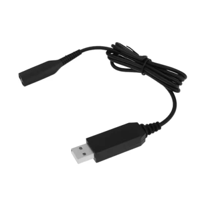 Imagen de eMagTech 2 Unidades Cable de Carga USB para Maquinilla Afeitar 6 V Compatible con Braun 3080 5514 5515 MGK3040 3060 100 Cm Color Negro