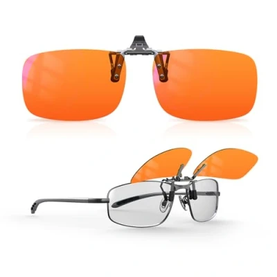 Imagen de Goiteia Gafas con clip 100% de bloqueo luz azul, para computadora y juegos una mejor noche sueño, antifatiga ocular, adecuadas pantallas, juegos, televisores, teléfonos móviles (57 x