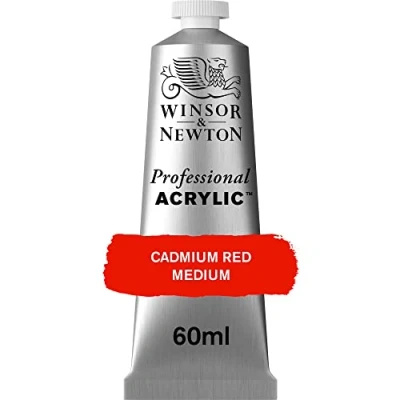 Imagen de Winsor &amp; Newton acrílico profesional Artist&#039;s tubo de pintura acrílica 60ml, color rojo cadmio medio
