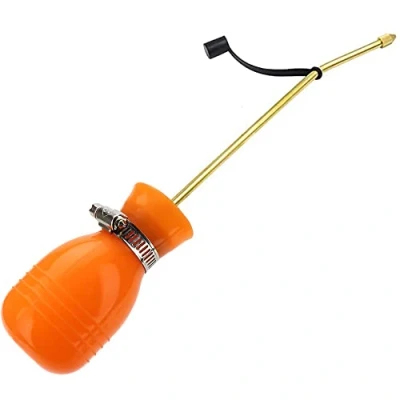 Imagen de SI FANG plumero de polvo, aplicador polvo con tubo cobre más largo, rociador bombilla control plagas, termita cucaracha, avispa, dispensador (naranja)