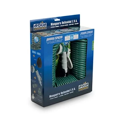 Imagen de Aqua Control C2107N2 Manguera de Jardín con Conexiones Bimateria y Pistola 7 Formas 15 m, Verde