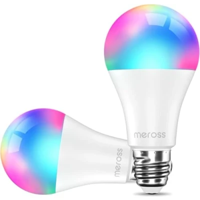 Imagen de meross Bombilla LED Wifi Inteligente, Lámpara Regulable, Multicolor RGBWW, 9W E27, 2700 6500K, Compatible con Alexa, Google Home y SmartThings, Paquete de 2