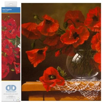 Imagen de DIAMOND DOTZ Intermediate, DD9 Pintura, Kit para Principiantes, Lienzo de Resina plástico Encerado, Amapolas Rojas, 50,8 x 40,6 cm