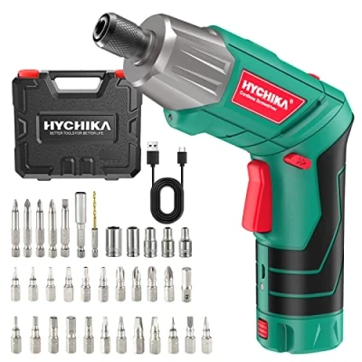 Imagen de HYCHIKA Atornillador Eléctrico 6Nm, Destornillador (Máximo Par 6 N.m, 3.6V, 2.0Ah) LED Luz como Linterna, Cable USB, 35 Accesorios, Estuche portátil, Para Reparaciones en El Hogar