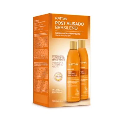 Imagen de Kativa Kit de Mantenimiento Post Alisado 2 Unidades Champú y Acondicionador Tratamiento Alarga la Duración del Aporta hidratación Elimina el encrespamiento calidad profesional.