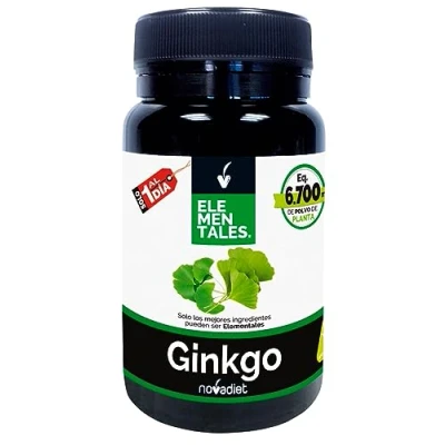 Imagen de Novadiet ELEMENTALES Ginkgo Cápsulas con Biloba Complemento Alimenticio Para la Circulación en Todo el Cuerpo y Salud Cerebral 30 Vegetales