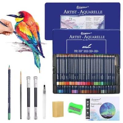 Imagen de SAMISO Lápices Acuarelables,72 Colores,con Caja de Metal,Lápices Dibujo Profesional Perfectos Para Adultos y Artistas que Dibujan,Lápices Colores Acuarelables