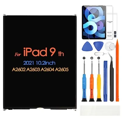 Imagen de para iPad 9 A2602 A2603 A2604 A2605 LCD Pantalla 2021 10.2&quot; Matrix Reemplazo Piezas de Reparación con Protector Vidrio Templado (no Touch Digitizer)