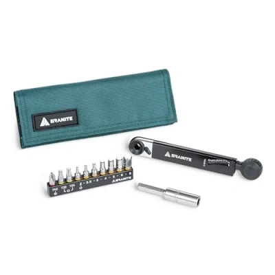 Imagen de Granite Rocknroll TQ Torque Ratchet kit de herramientas para bicicletas, multiherramientas bicicletas con 10 puntas y barra extensión (Verde)