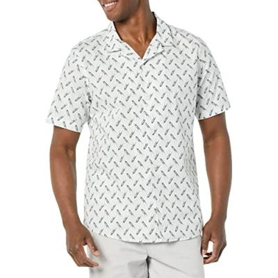 Imagen de Amazon Essentials Camisa Hawaiana de Corte Estándar Hombre, Azul Claro Estampado Pájaro, XS
