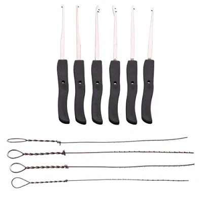 Imagen de Loboo Idea Broken Key Extractor Set Home Depot Cerrajería Herramienta Extracción Ganchos LockPick (10 piezas, Negro)