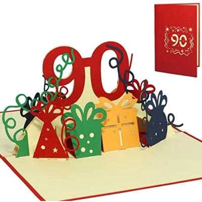 Imagen de Lin de Pop Up Tarjetas felicitación para 90 cumpleaños, cumpleaños felicitación, 90. años
