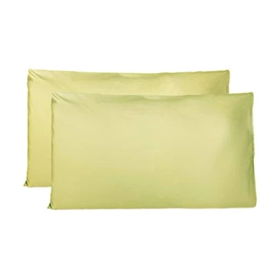 Imagen de Par de Fundas Almohada 100% algodón Puro 50x70 cm, Juego 2 Bed Cojines Telas, Cierre Bolsas, Color sólido, tamaño estándar con Verde Claro