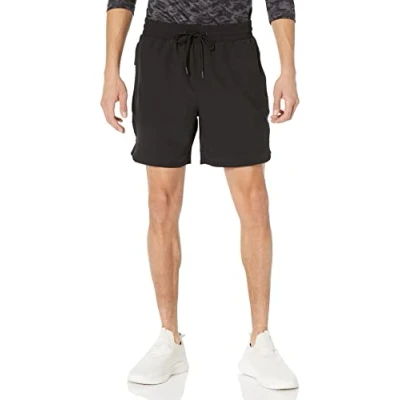 Imagen de Amazon Essentials Pantalón Corto Tejido Elástico Activo Hombre, Negro, XS