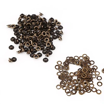 Imagen de GOTOTOP Lote de 100 anillas redondas, color bronce antiguo metal, 4/5/6 mm, kit ojos ojos, herramientas para manualidades, scrapbooking, bolsa costura (6 mm)