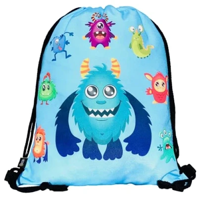 Imagen de HECKBO bolso de gimnasia para niños con motivo monstruo unisex Jardín infancia, guardería, viajes, deportes adecuado como bolsa gimnasia, mochila, juego