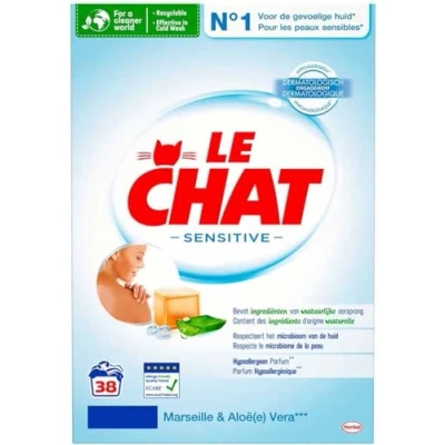 Imagen de Le Chat Sensitive Detergente en Polvo Marsella y Aloe Vera Hipoalergénico 38 Lavados