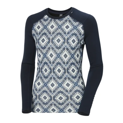 Imagen de Helly Hansen LIFA® Merino Capa Base de Manga Larga con Estampado gráfico Peso Medio para Mujer