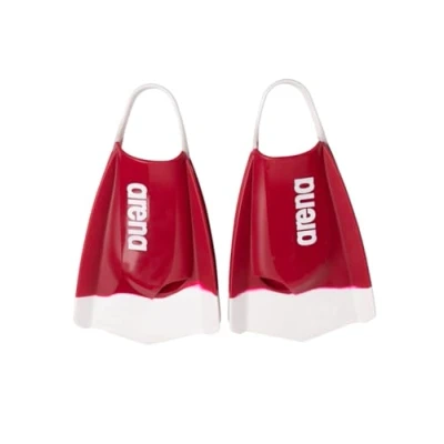 Imagen de Arena Powerfin Pro II Aletas de Entrenamiento natación Unisex para Adultos y Hombres Mujeres, Hoja Corta Silicona, Personalizables, Izquierda/Derecha, Rojo Cardenal, Blanco, Talla