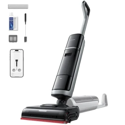Imagen de DREAME H15 Pro Heat Aspirador en Seco y Húmedo, Limpia con Agua a 85 C, Brazo Robot GapFree IA, Detecta por RGB, 22K Pa, 0 Enredos, Lava el Cepillo 100 Seca 90 C 5 min, Navega la App