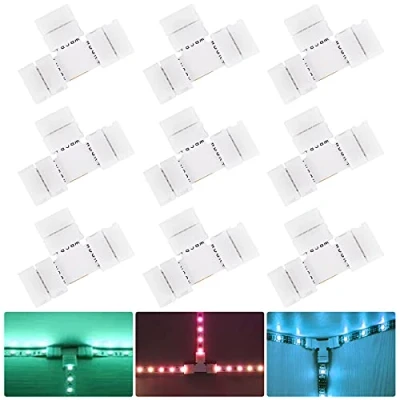 Imagen de 9Pcs Conector de Tira LED 5 pin 10mm, Luz del RGB Forma T, LED, Esquina para SMD 5050 RGBW