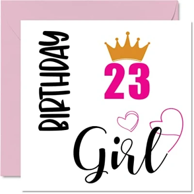 Imagen de Stuff4 Tarjeta de cumpleaños número 23 para mujeres, niña, tarjetas feliz mujer años, hija, hermana, nieta, prima, sobrina, 145 mm x mm,