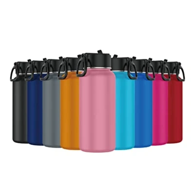 Imagen de Mi Ko Ka Botella de Agua Acero Inoxidable Térmica Reutilizable Deportiva Sin BPA Mantiene Frio y Calor Termo Hermética A Prueba Fugas (1 Litro, Rosa)