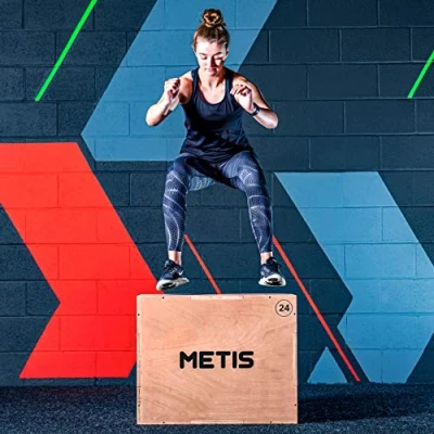 Imagen de METIS Cajón Pliométrico 3 en 1 Jump Box Entrenamiento de Fuerza Ejercicio al Interior Caja Madera (51cm 61cm 76cm) Plyo